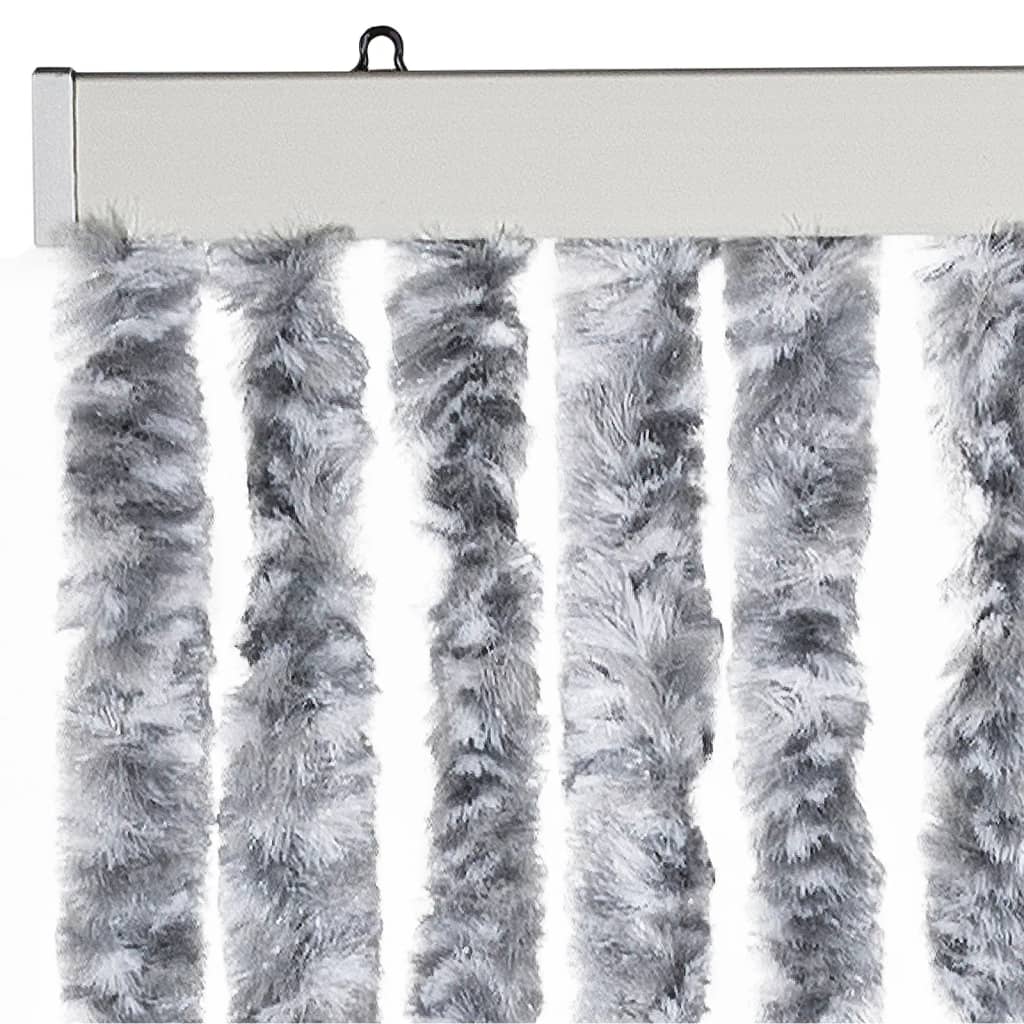 flueforhæng 100x230 cm chenille grå og hvid