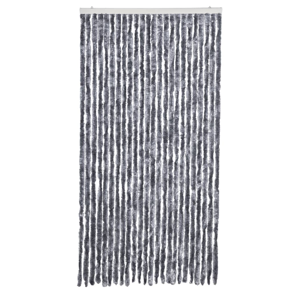flueforhæng 100x230 cm chenille sølvfarvet