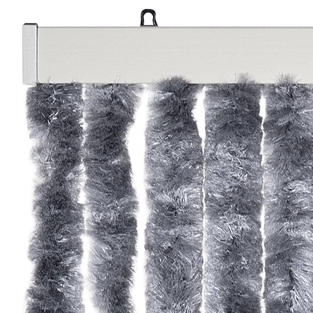 flueforhæng 100x230 cm chenille sølvfarvet