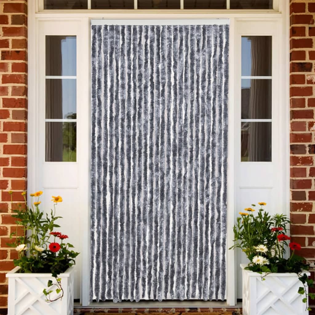 flueforhæng 100x230 cm chenille sølvfarvet