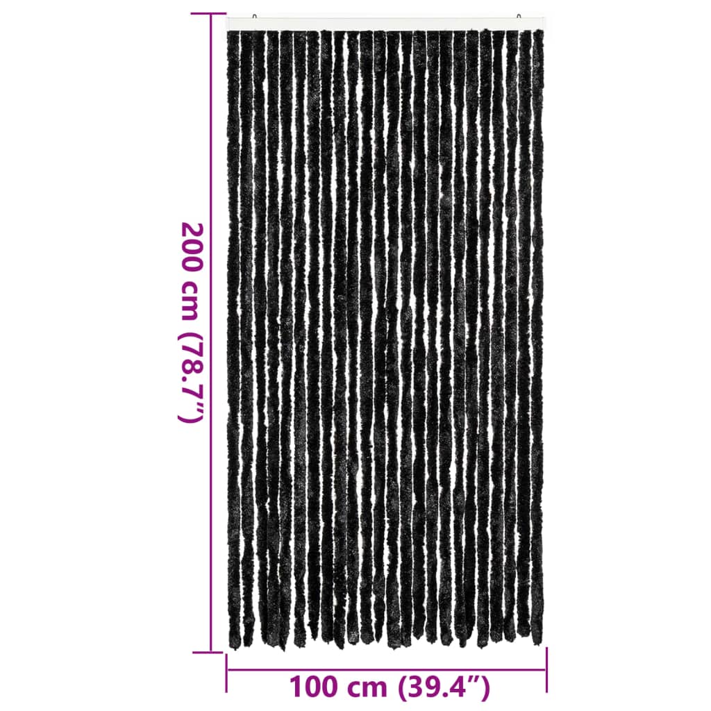 flueforhæng 100x200 cm chenille antracitgrå