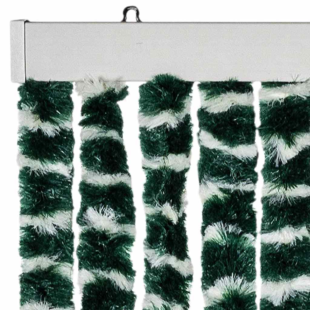 flueforhæng 56x200 cm chenille grøn og hvid