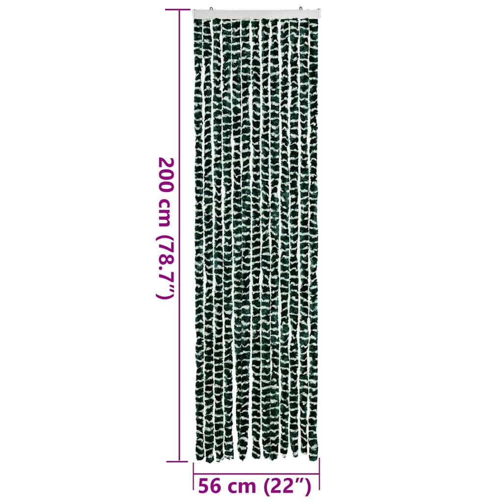 flueforhæng 56x200 cm chenille grøn og hvid