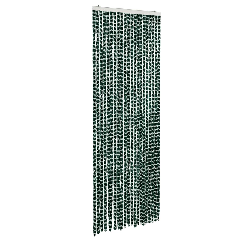 flueforhæng 90x200 cm chenille grøn og hvid