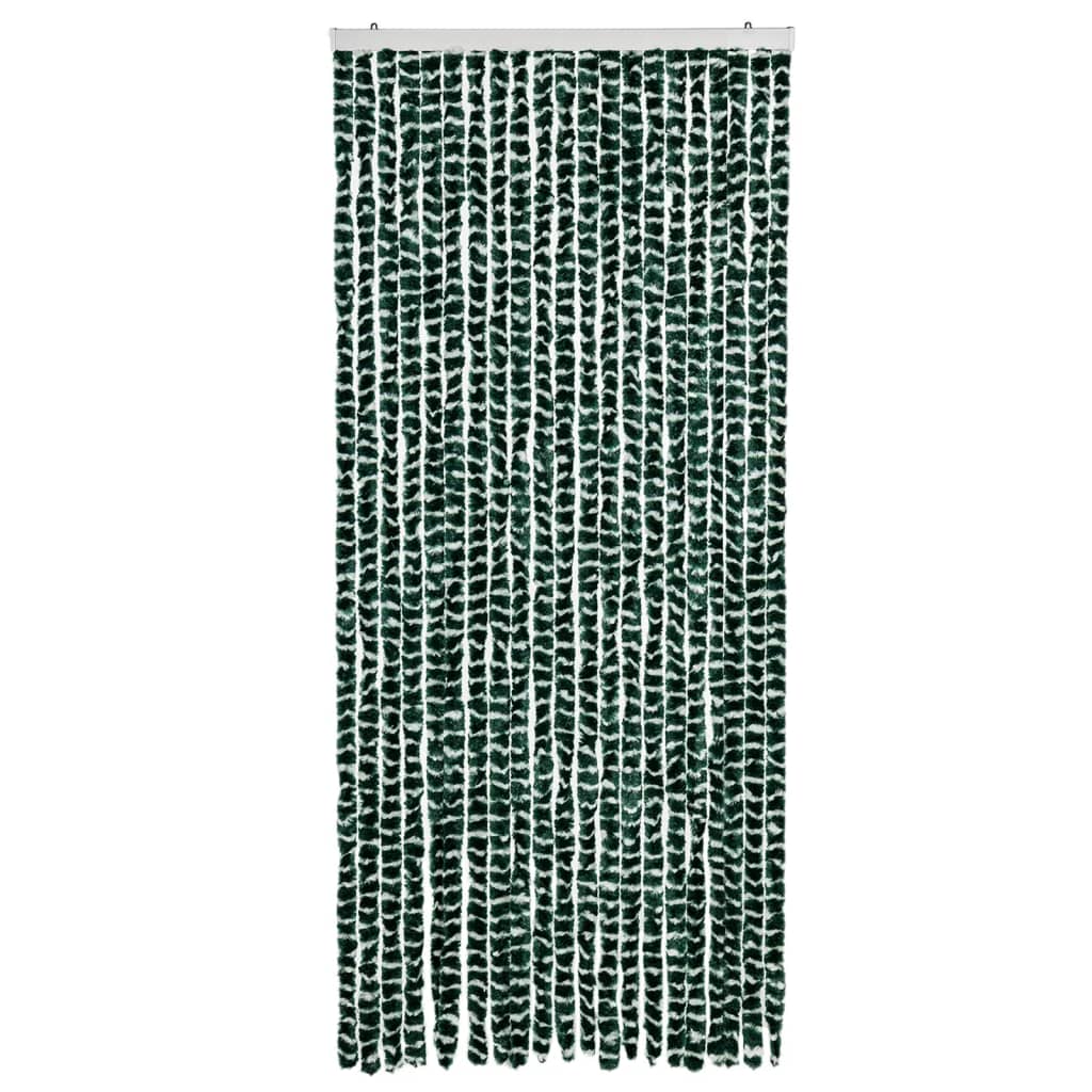 flueforhæng 90x200 cm chenille grøn og hvid