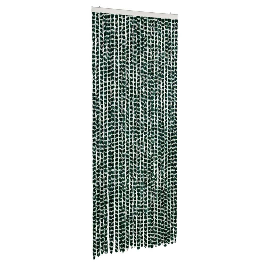 flueforhæng 100x200 cm chenille grøn og hvid