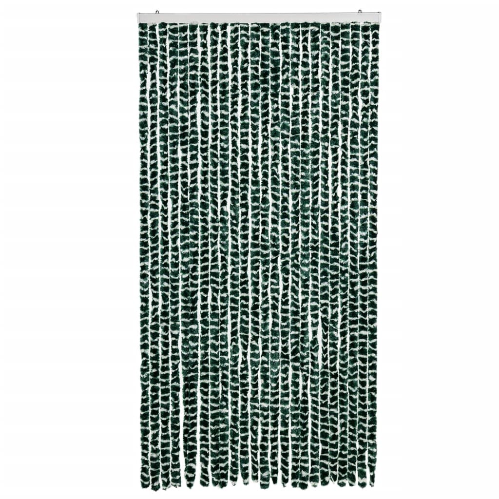 flueforhæng 100x200 cm chenille grøn og hvid