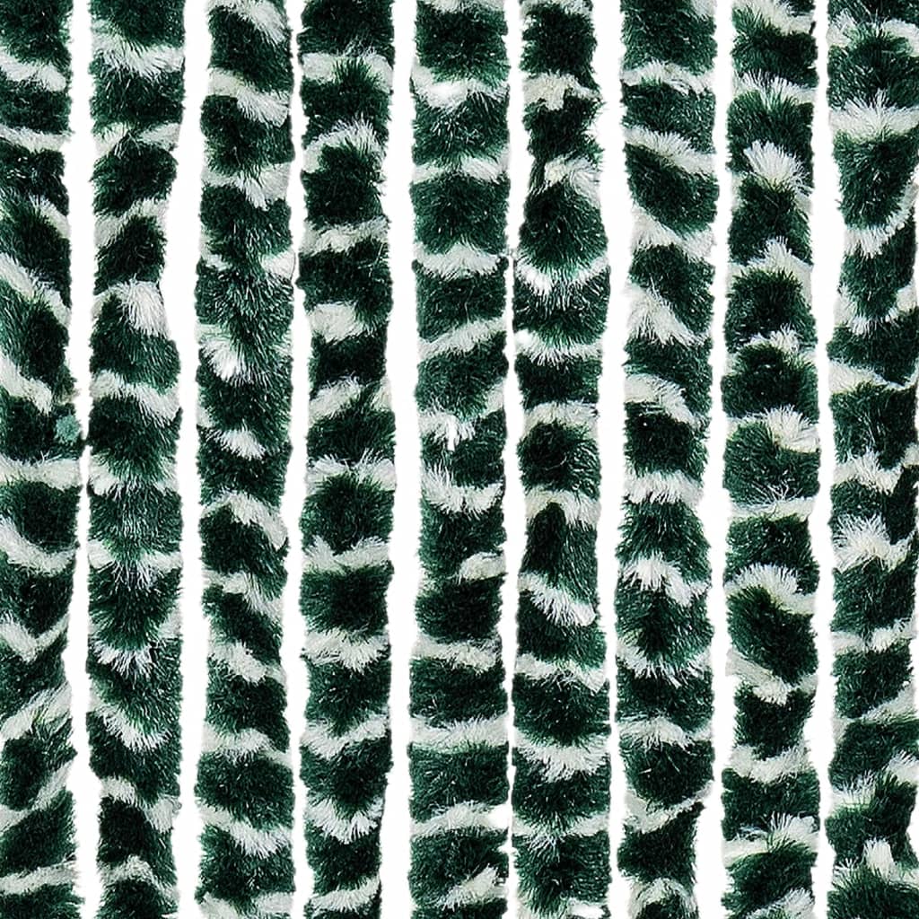 flueforhæng 100x200 cm chenille grøn og hvid