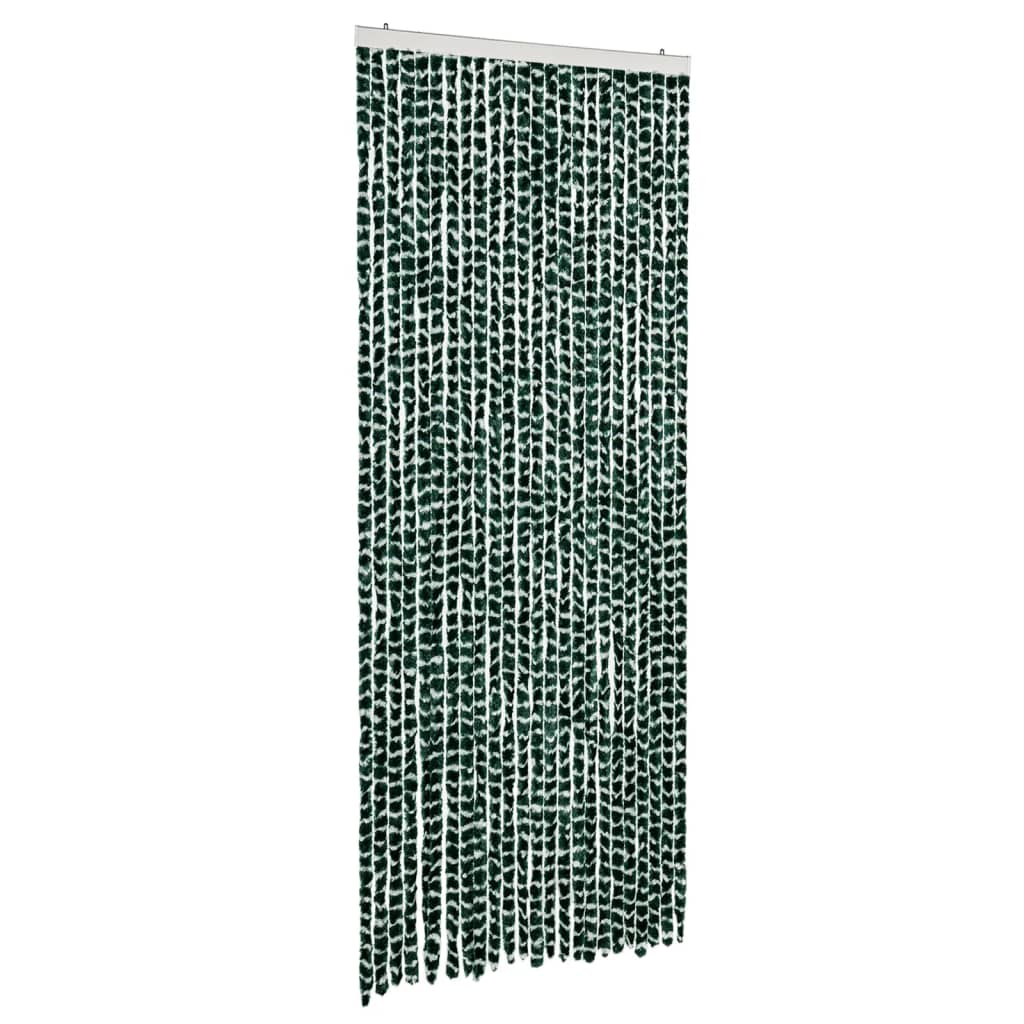 flueforhæng 100x230 cm chenille grøn og hvid