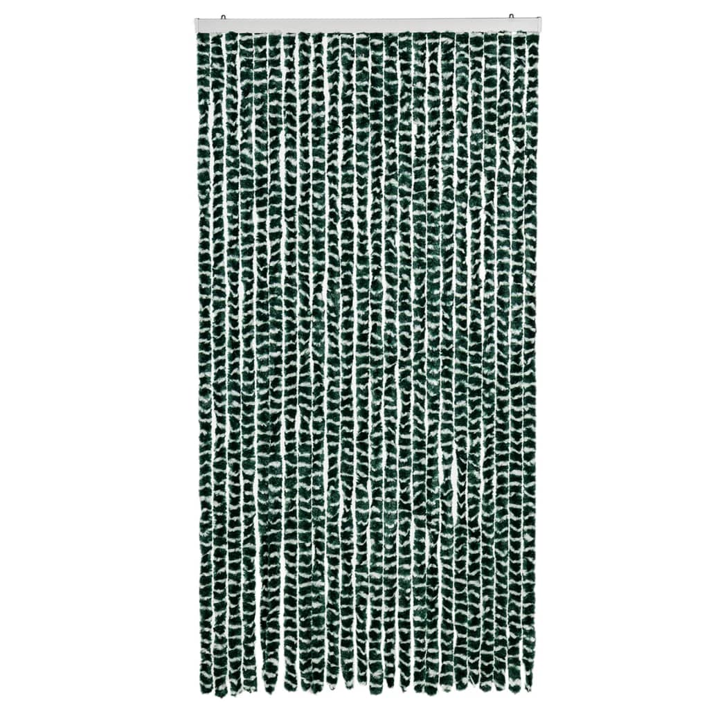 flueforhæng 100x230 cm chenille grøn og hvid