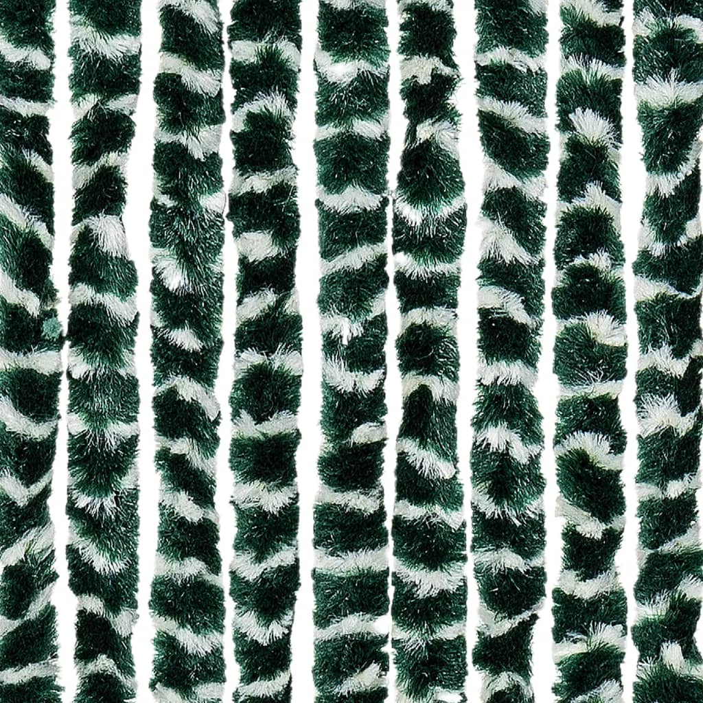 flueforhæng 100x230 cm chenille grøn og hvid