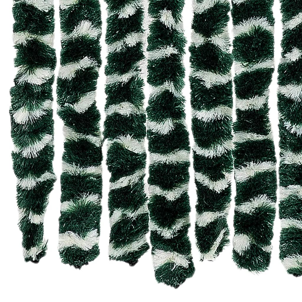 flueforhæng 100x230 cm chenille grøn og hvid