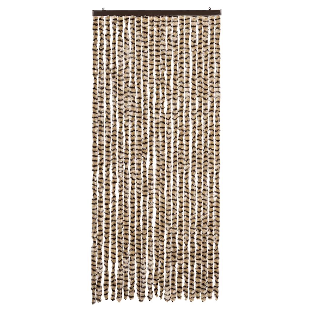 flueforhæng 90x200 cm chenille beige og brun