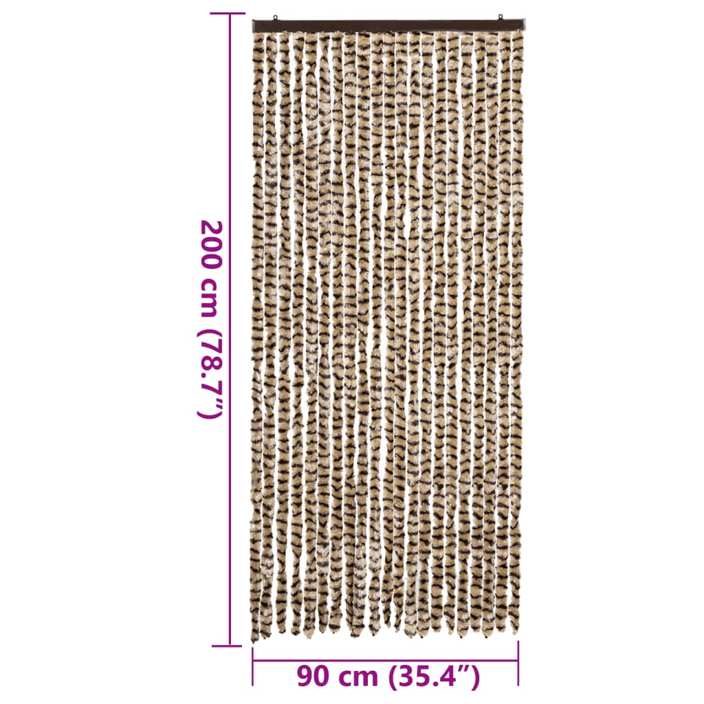 flueforhæng 90x200 cm chenille beige og brun