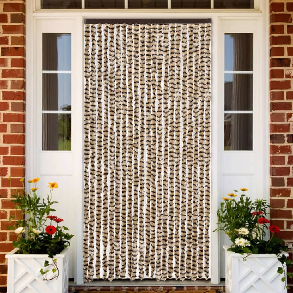 flueforhæng 90x200 cm chenille beige og brun