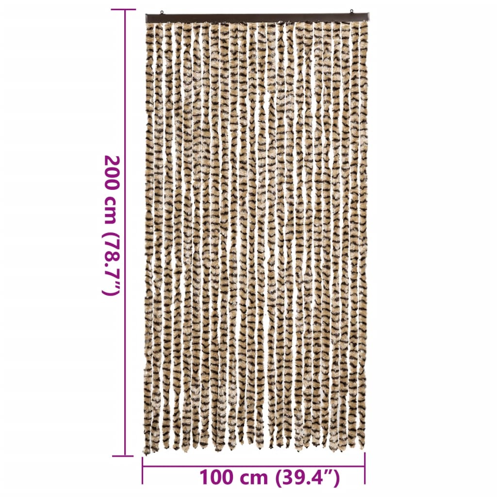 flueforhæng 100x200 cm chenille beige og brun