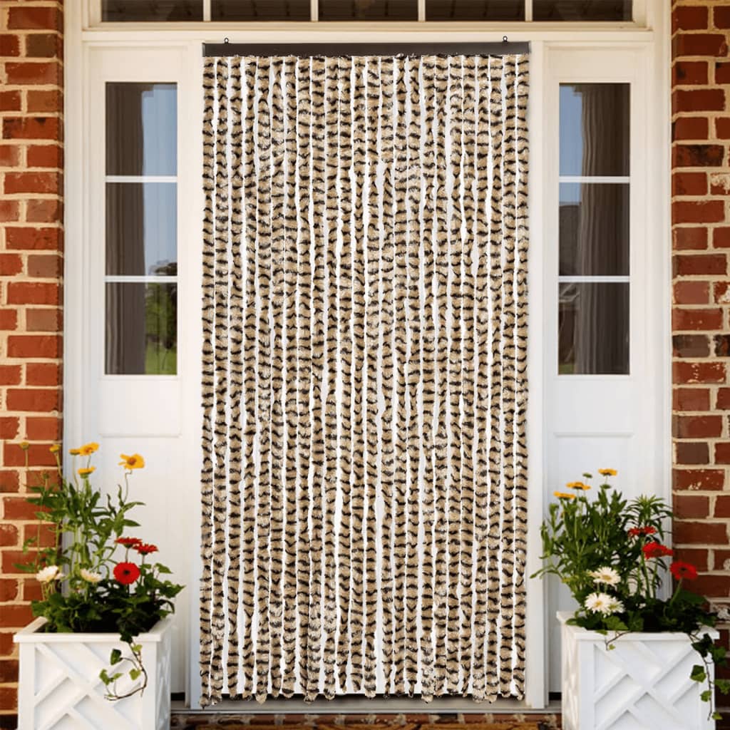 flueforhæng 100x200 cm chenille beige og brun