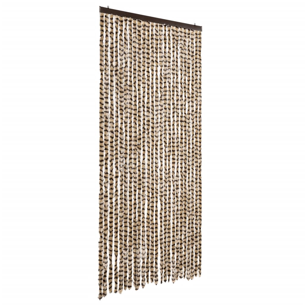 flueforhæng 100x230 cm chenille beige og brun