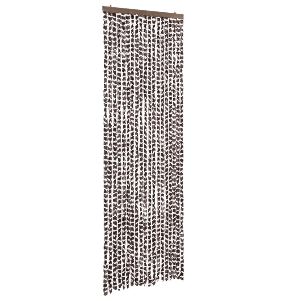 flueforhæng 56x200 cm chenille brun og hvid