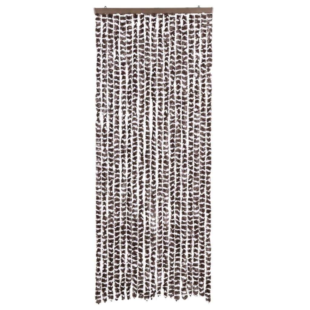 flueforhæng 56x200 cm chenille brun og hvid
