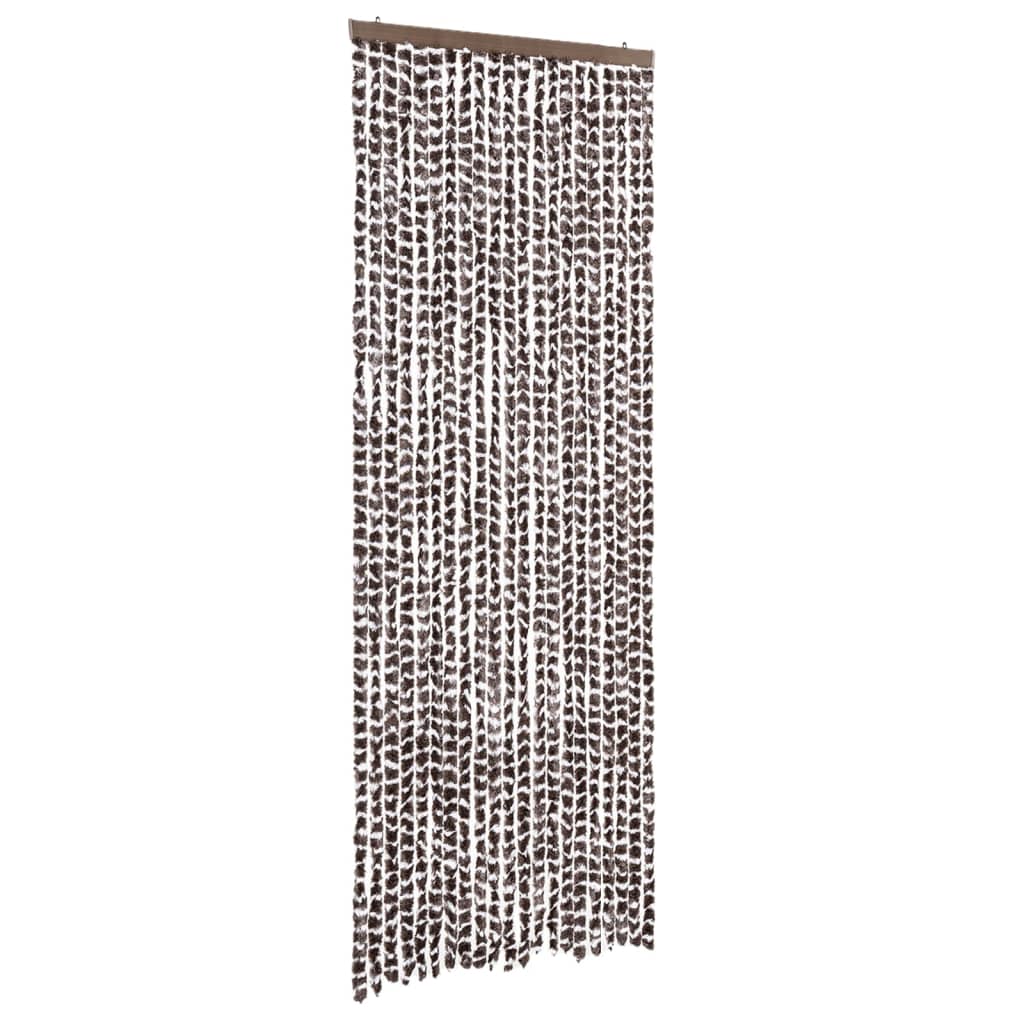 flueforhæng 90x200 cm chenille brun og hvid