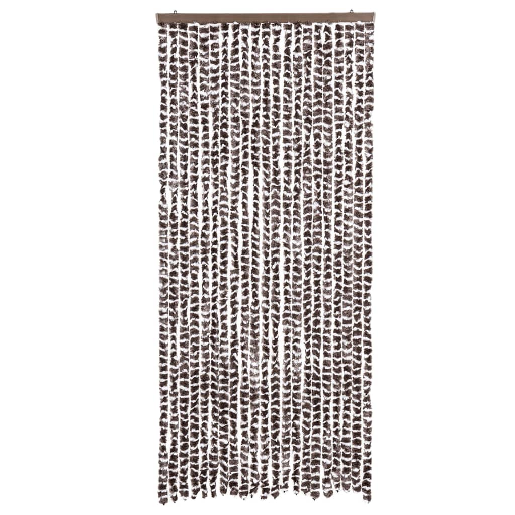 flueforhæng 90x200 cm chenille brun og hvid