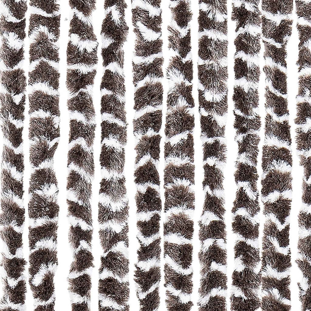 flueforhæng 90x200 cm chenille brun og hvid