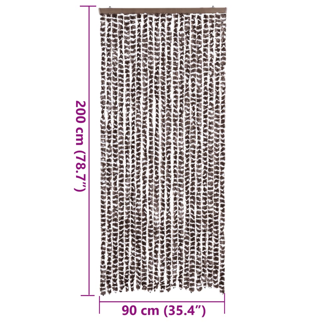 flueforhæng 90x200 cm chenille brun og hvid