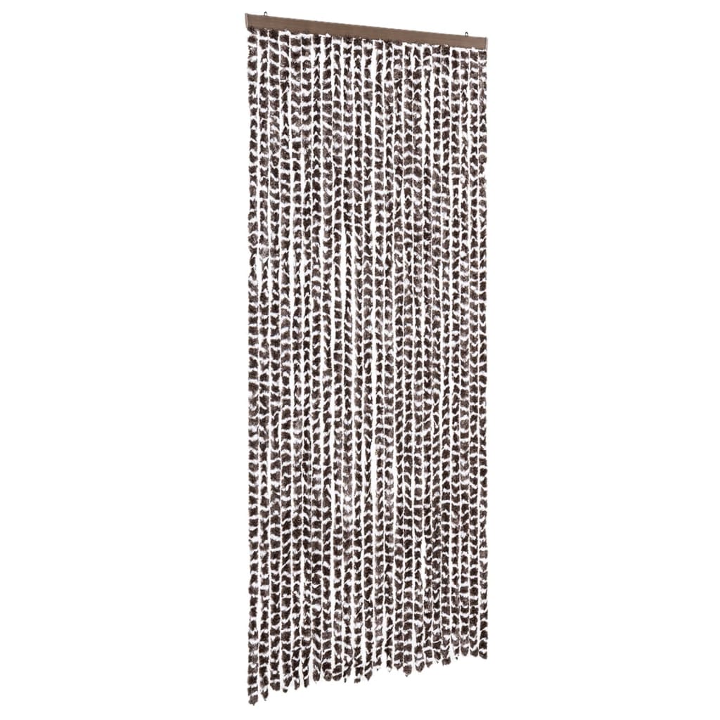 flueforhæng 100x200 cm chenille brun og hvid