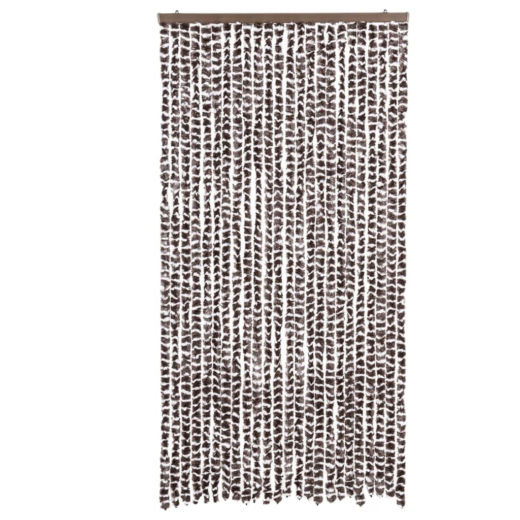 flueforhæng 100x200 cm chenille brun og hvid
