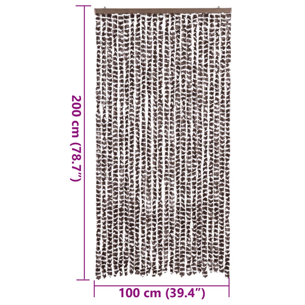 flueforhæng 100x200 cm chenille brun og hvid