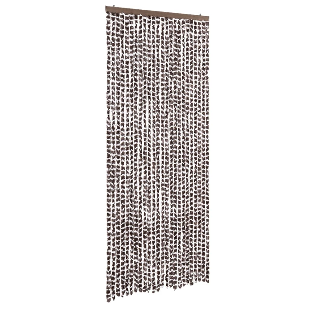 flueforhæng 100x230 cm chenille brun og hvid