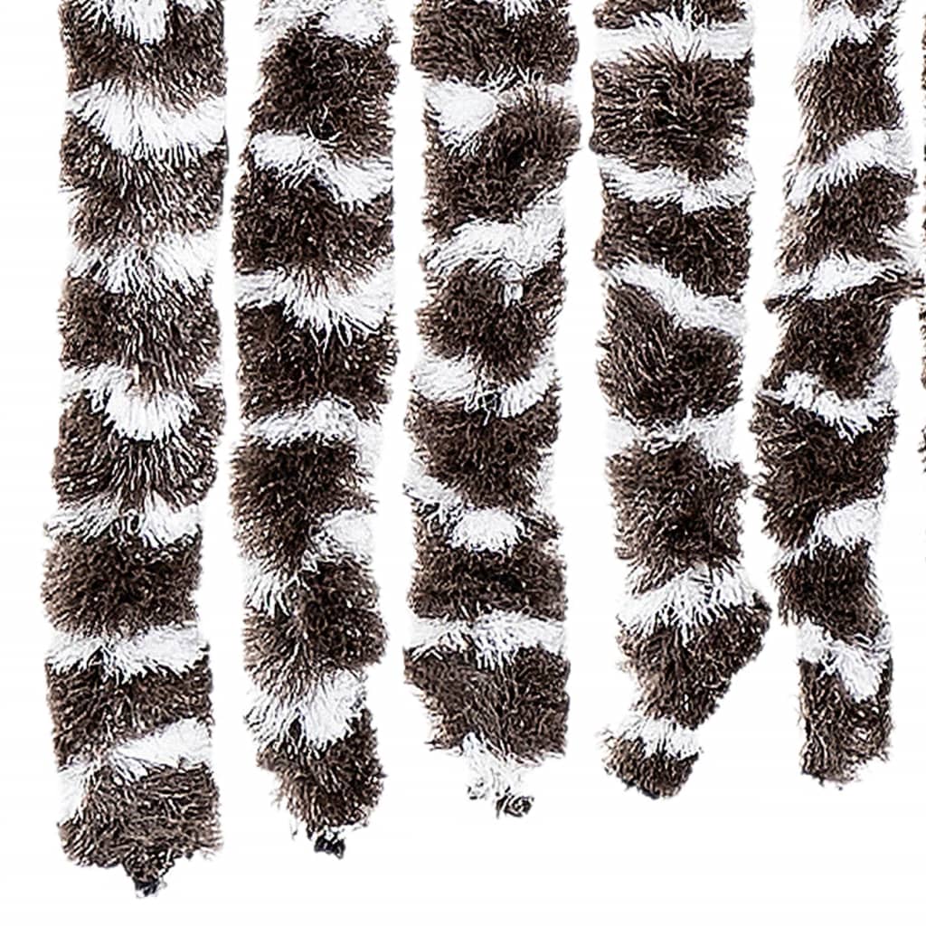 flueforhæng 100x230 cm chenille brun og hvid