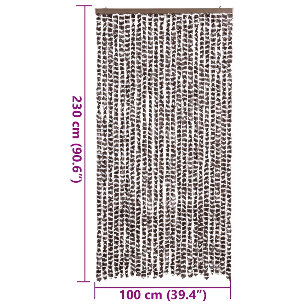 flueforhæng 100x230 cm chenille brun og hvid