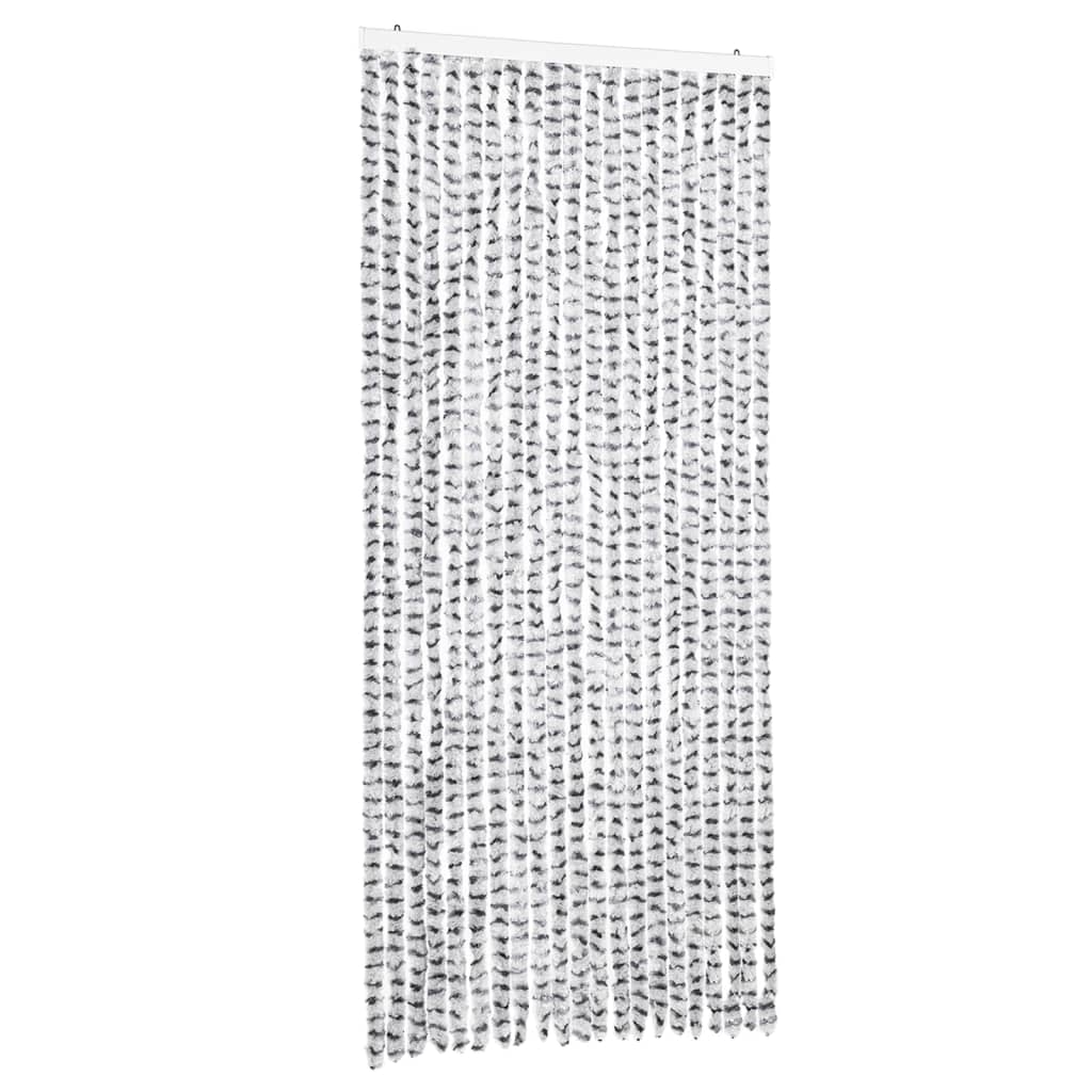 flueforhæng 90x200 cm chenille lysegrå og mørkegrå