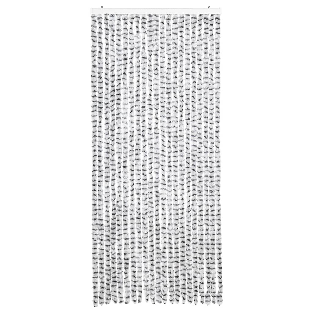 flueforhæng 90x200 cm chenille lysegrå og mørkegrå