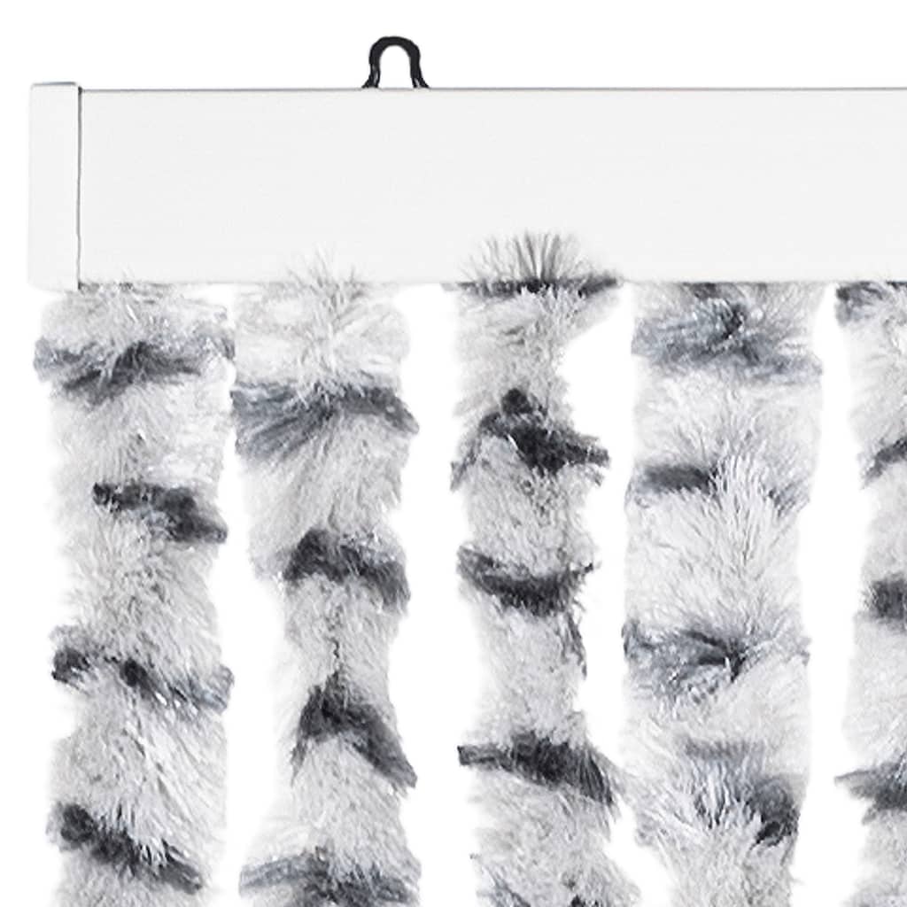 flueforhæng 90x200 cm chenille lysegrå og mørkegrå