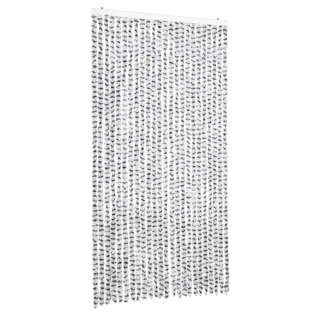 flueforhæng 100x200 cm chenille lysegrå og mørkegrå