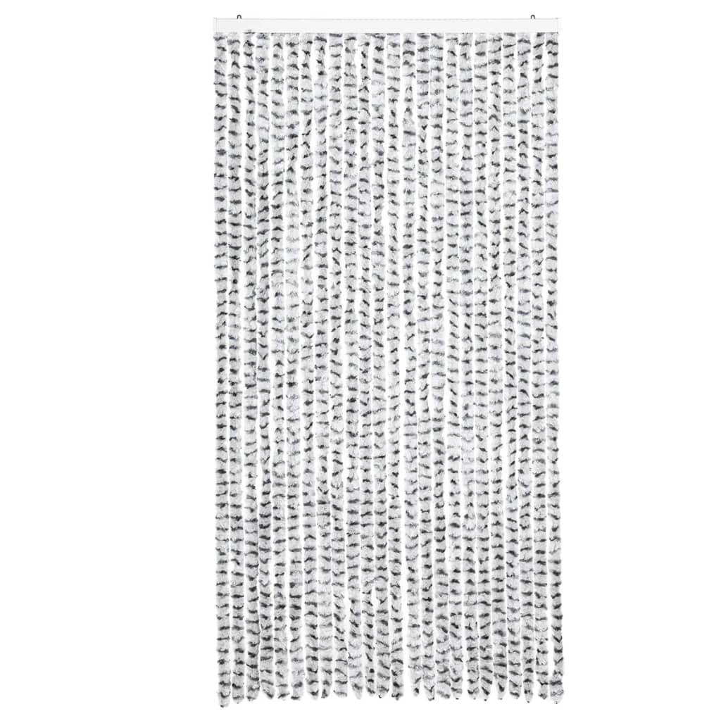 flueforhæng 100x200 cm chenille lysegrå og mørkegrå