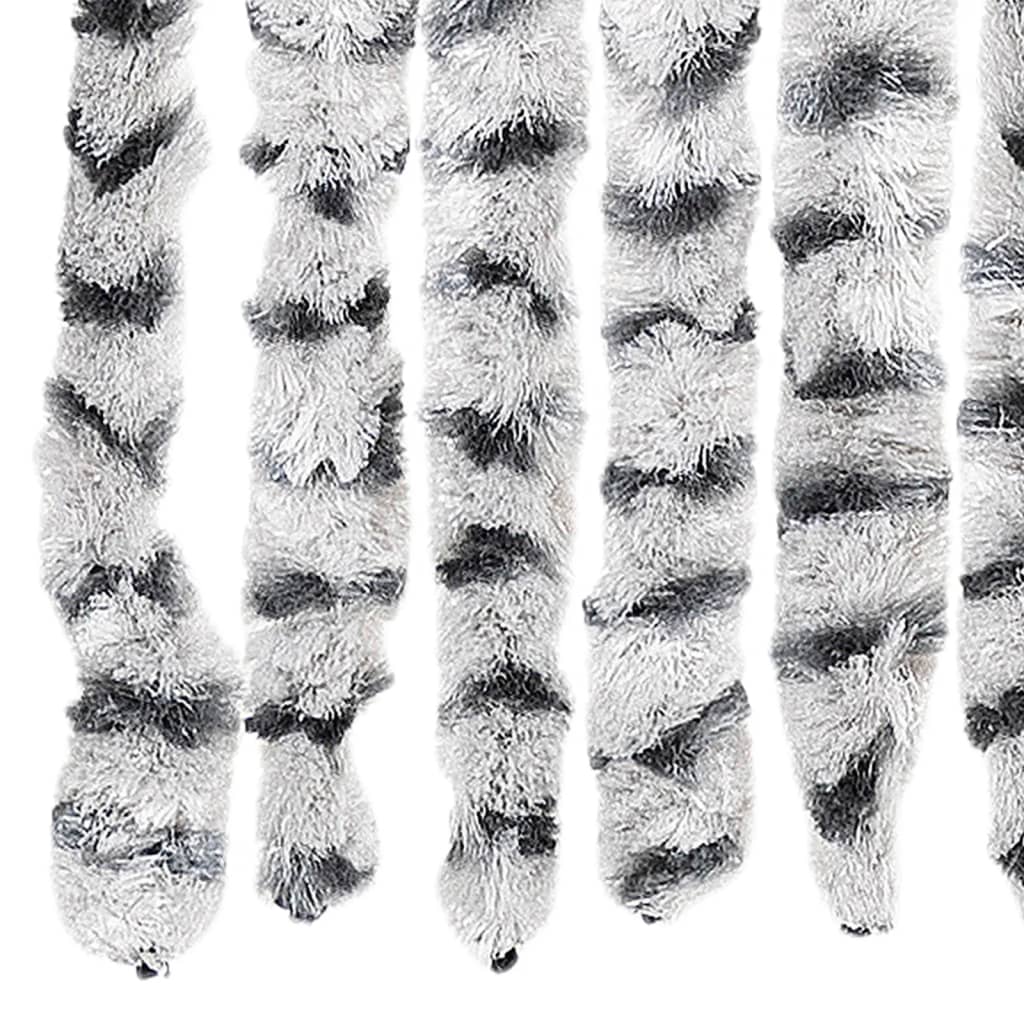 flueforhæng 100x200 cm chenille lysegrå og mørkegrå