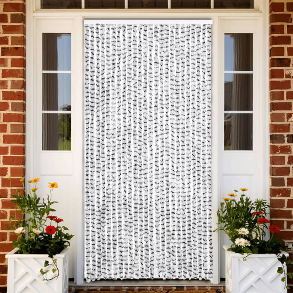 flueforhæng 100x200 cm chenille lysegrå og mørkegrå