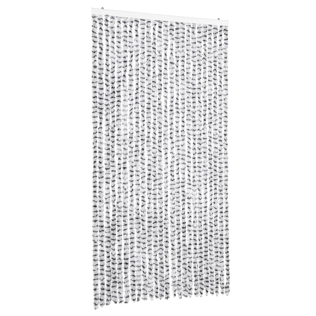 flueforhæng 100x230 cm chenille lysegrå og mørkegrå