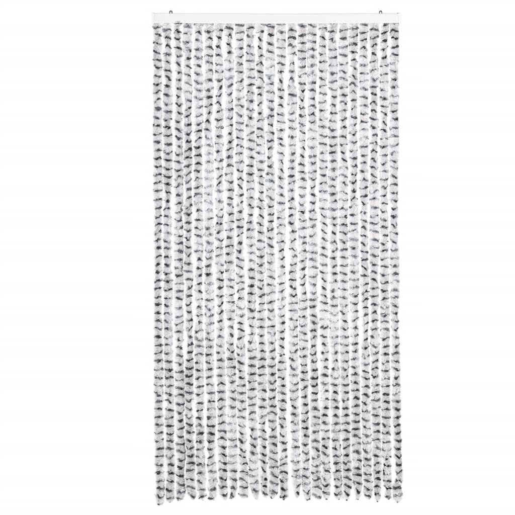 flueforhæng 100x230 cm chenille lysegrå og mørkegrå