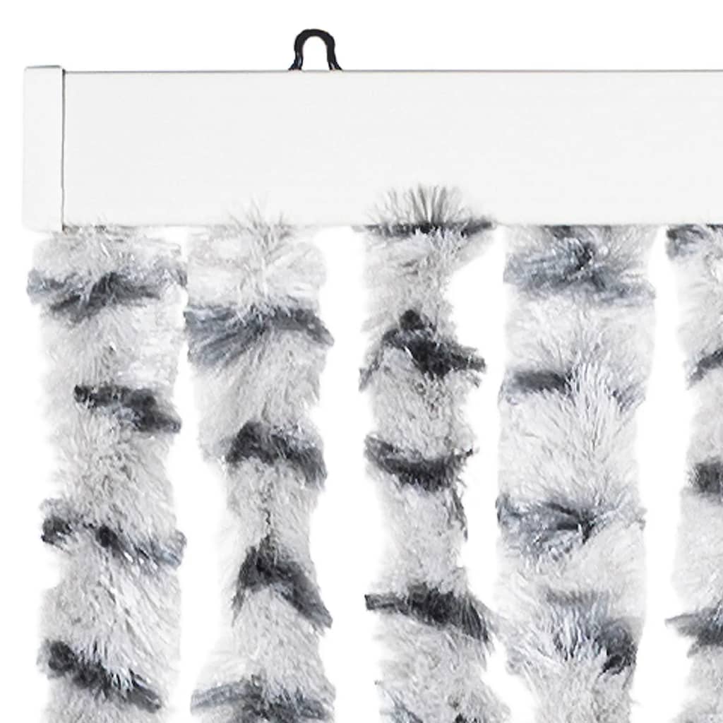 flueforhæng 100x230 cm chenille lysegrå og mørkegrå