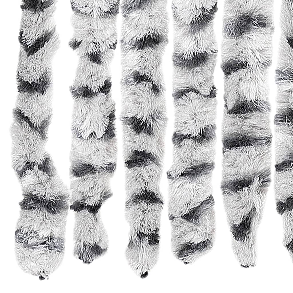 flueforhæng 100x230 cm chenille lysegrå og mørkegrå