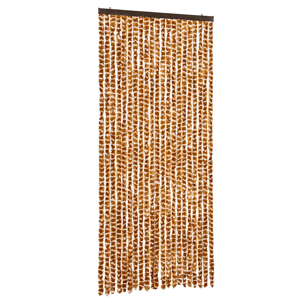 flueforhæng 90x200 cm chenille okkergul og hvid