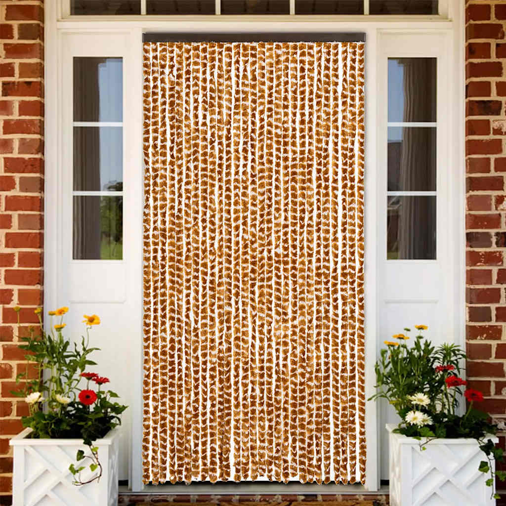 flueforhæng 90x200 cm chenille okkergul og hvid