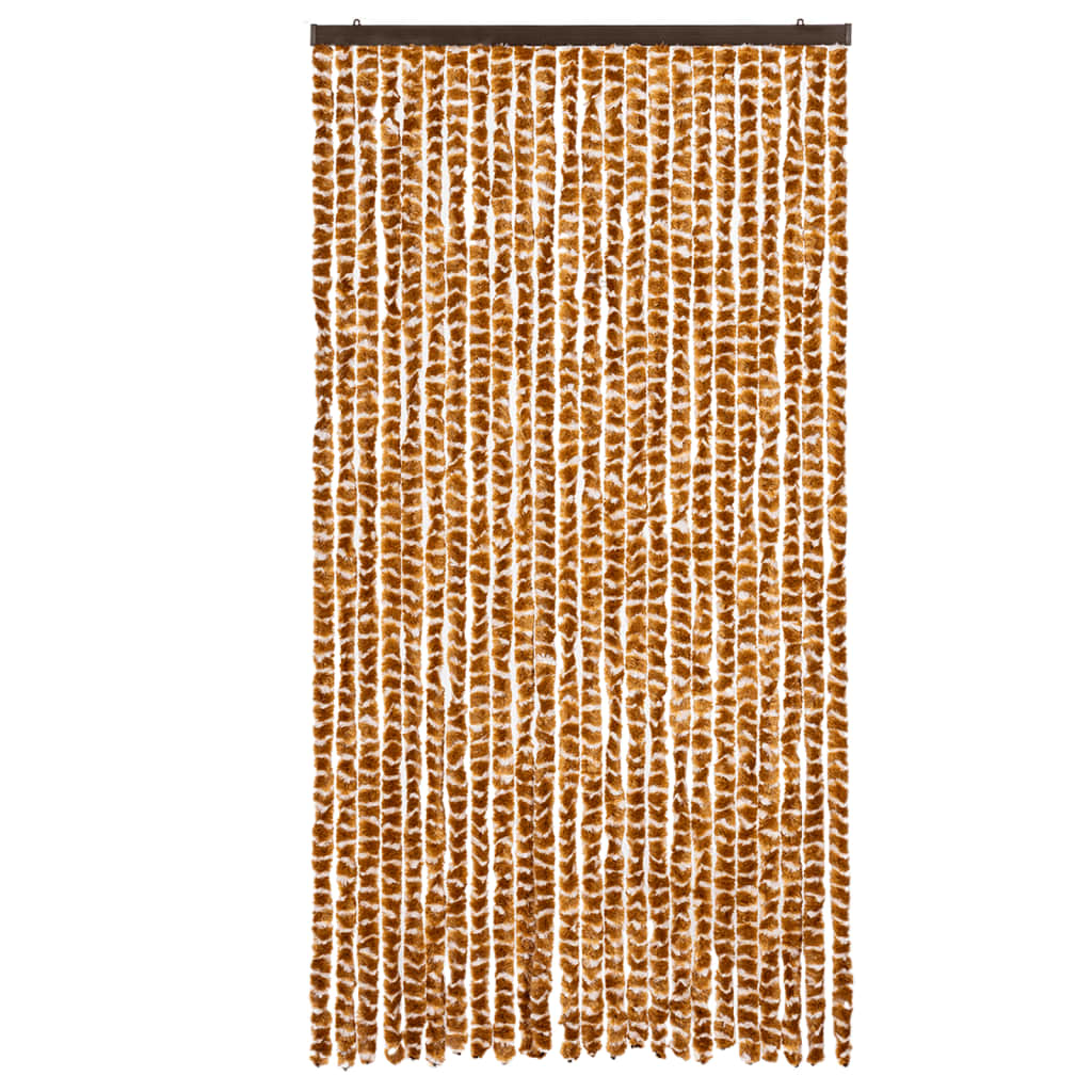 flueforhæng 100x200 cm chenille okkergul og hvid