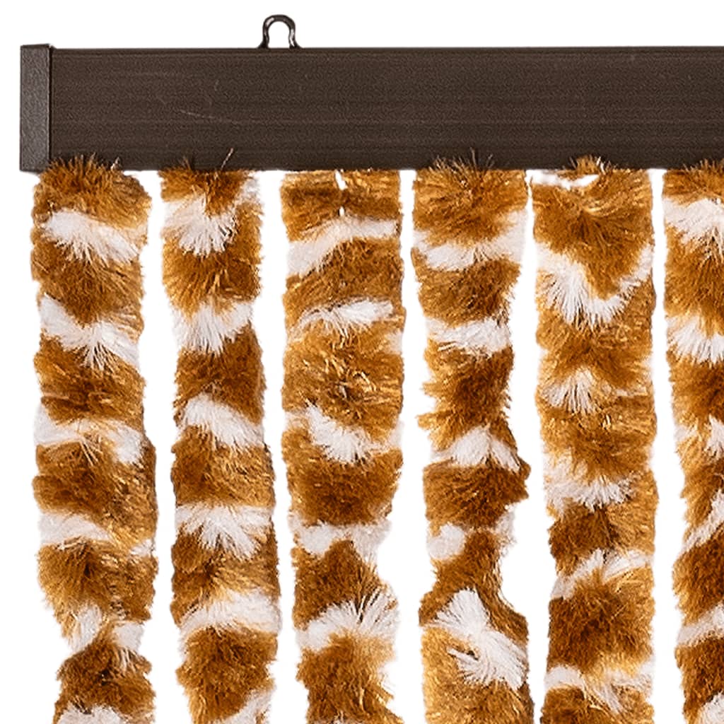 flueforhæng 100x200 cm chenille okkergul og hvid
