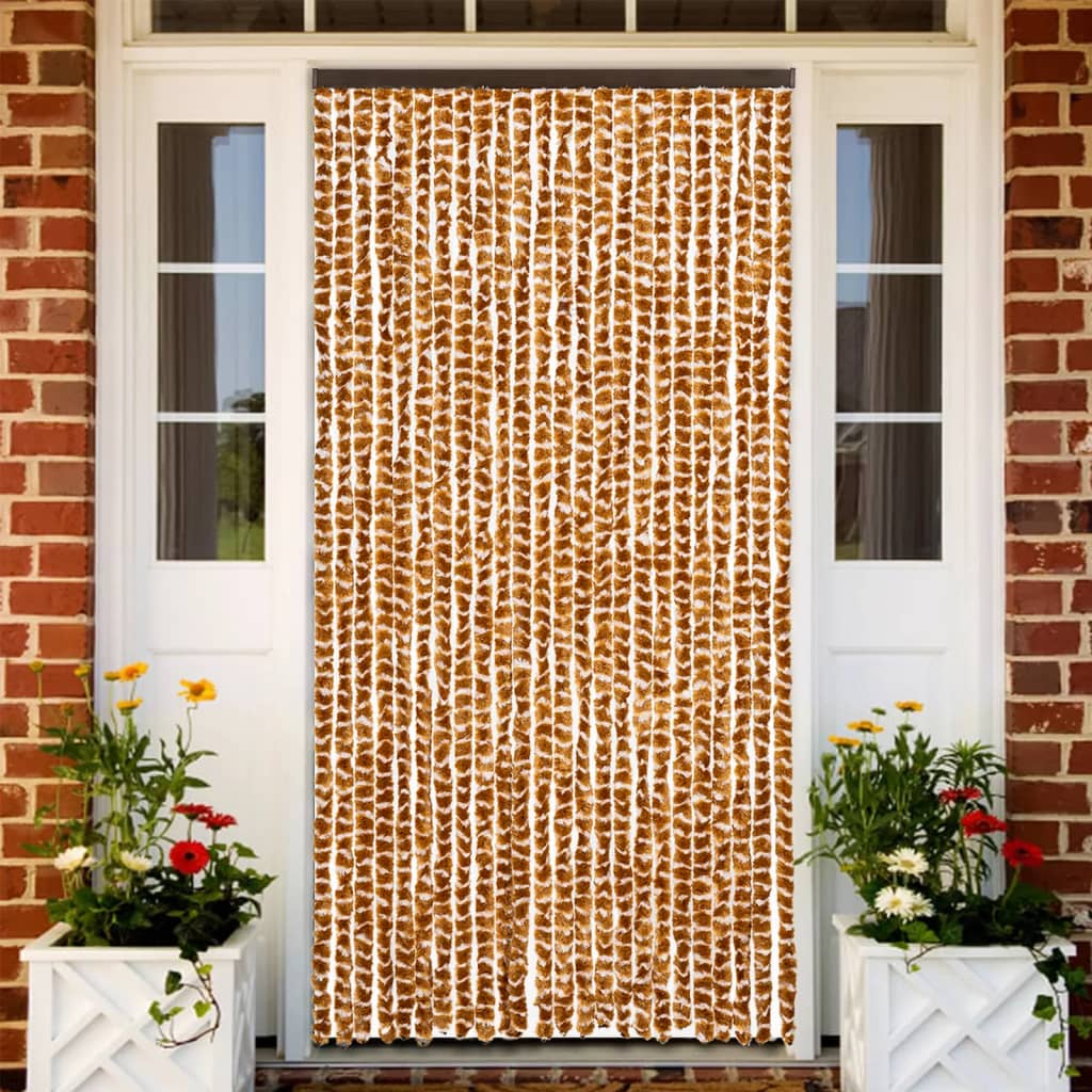 flueforhæng 100x200 cm chenille okkergul og hvid